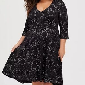 Torrid Disney Minnie Mouse high low Skater dress Black 2X
